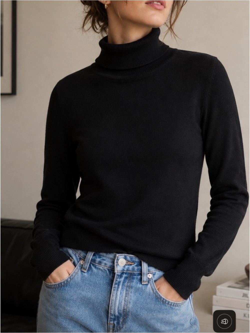 Neiman Marcus Black Turtleneck Sweater